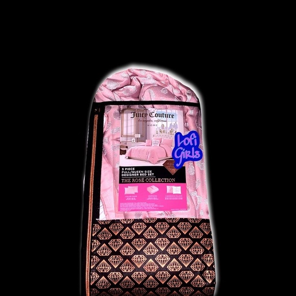 Juicy Couture Rosé Collection Jacquard Baby Pink Leopard Goth Crown 5 pc Bed Set - Picture 3 of 10